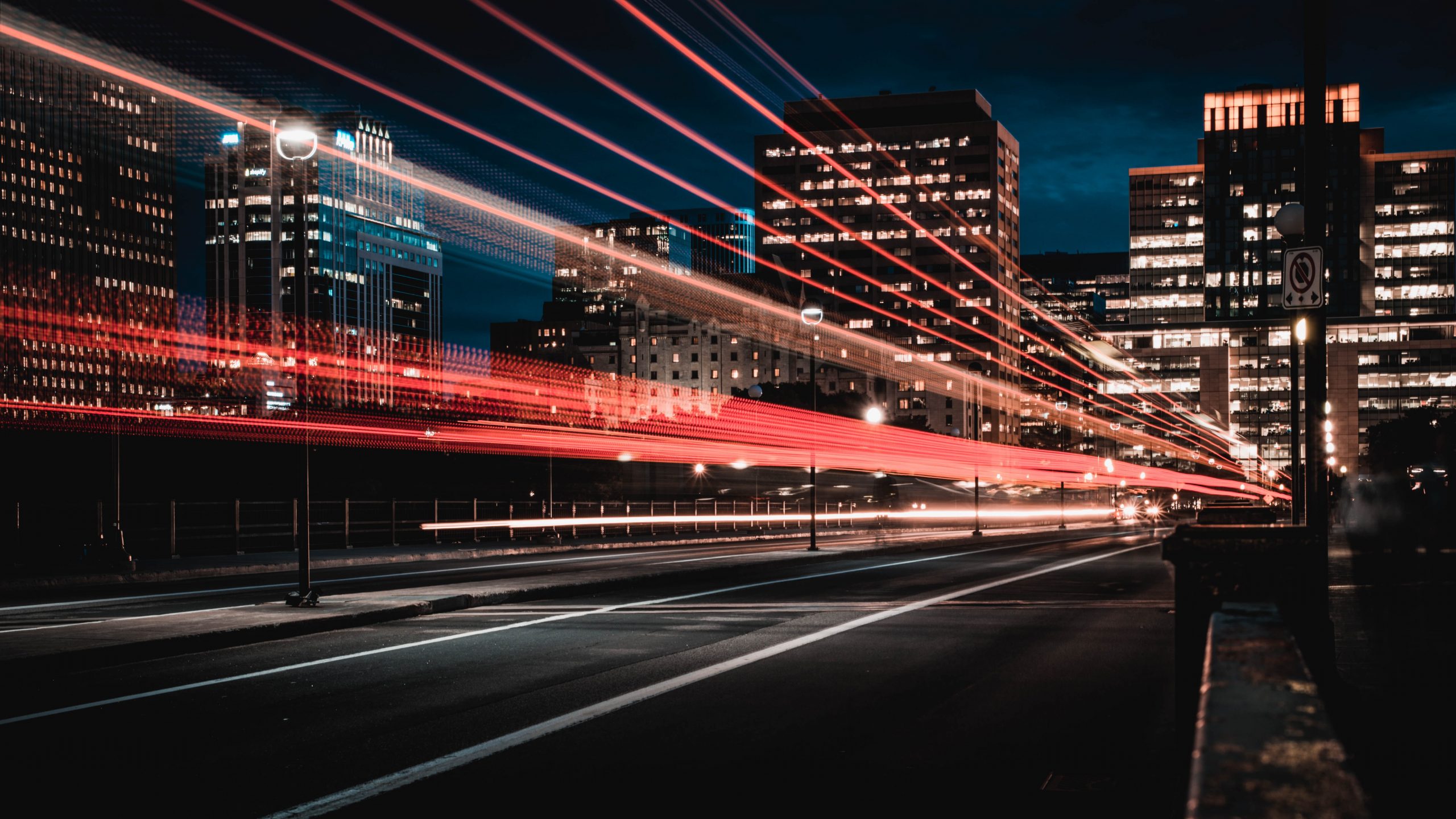 Trails of cars lights in a city