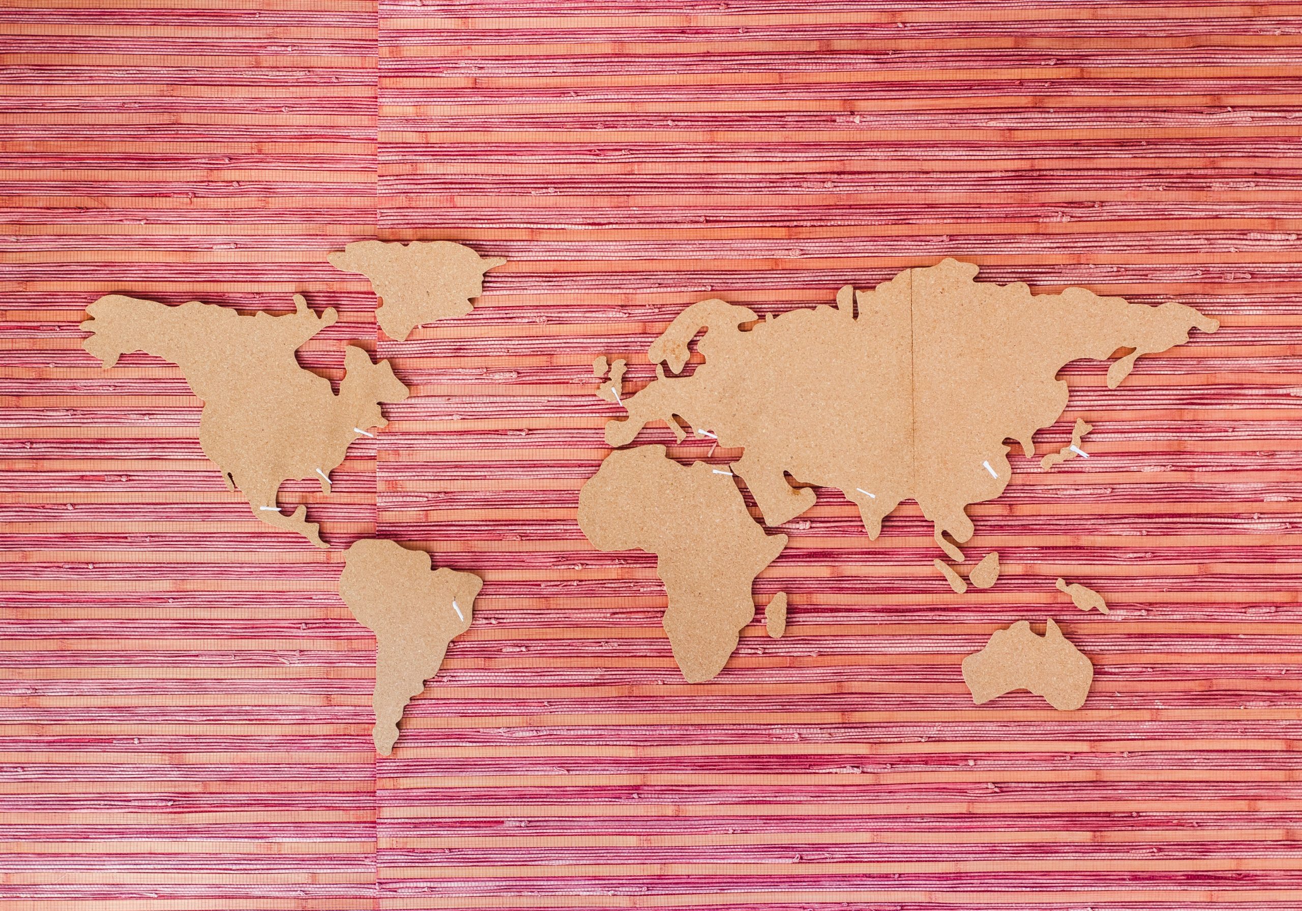 World map vector with an light-red background